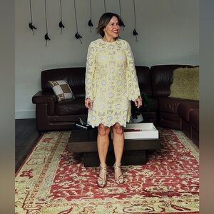 Beige and flower yellow dress